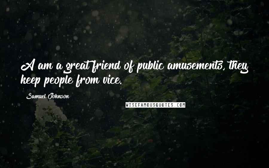 Samuel Johnson Quotes: A am a great friend of public amusements, they keep people from vice.