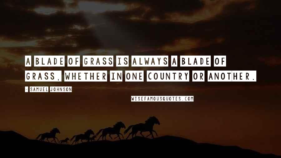 Samuel Johnson Quotes: A blade of grass is always a blade of grass, whether in one country or another.