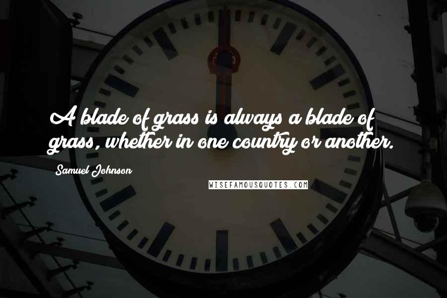 Samuel Johnson Quotes: A blade of grass is always a blade of grass, whether in one country or another.