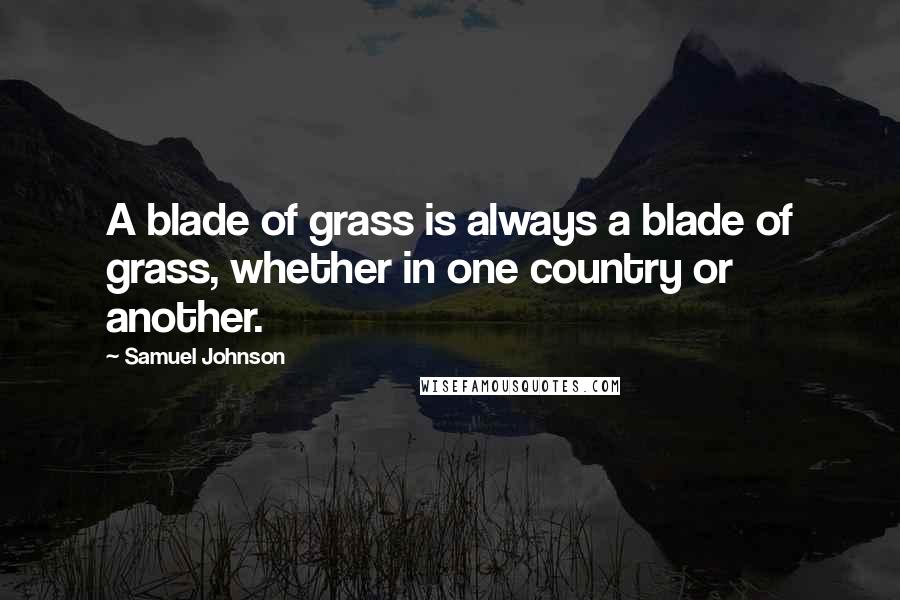 Samuel Johnson Quotes: A blade of grass is always a blade of grass, whether in one country or another.