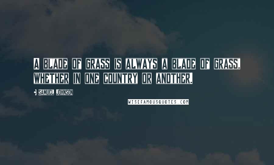 Samuel Johnson Quotes: A blade of grass is always a blade of grass, whether in one country or another.