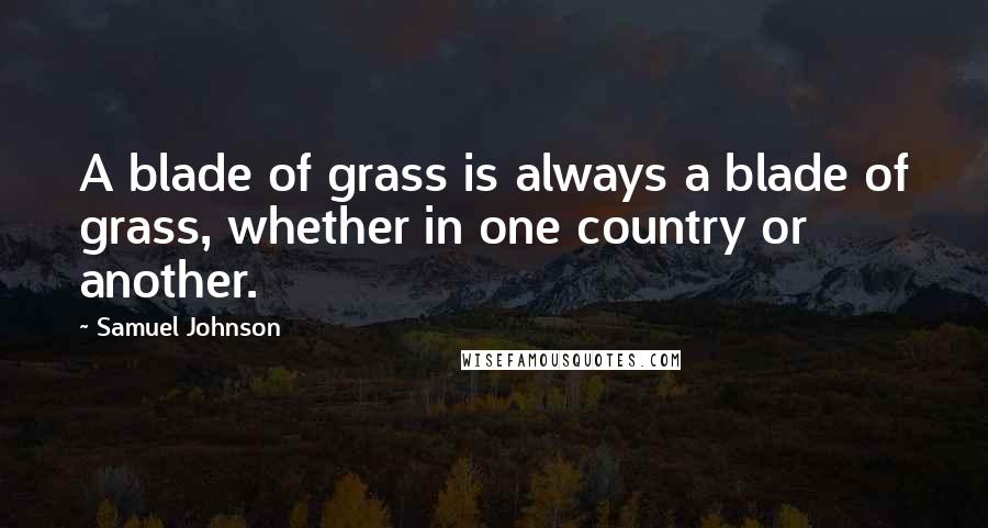 Samuel Johnson Quotes: A blade of grass is always a blade of grass, whether in one country or another.