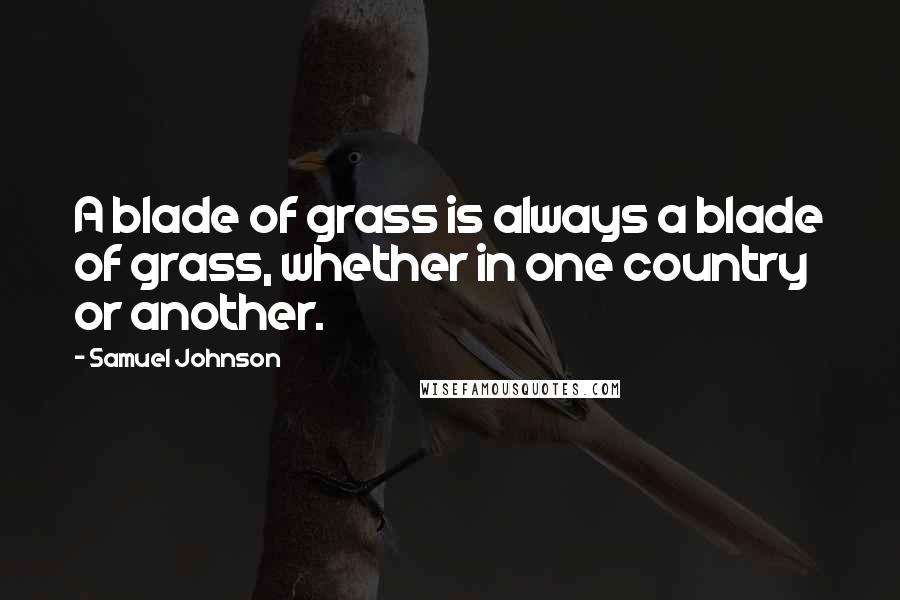 Samuel Johnson Quotes: A blade of grass is always a blade of grass, whether in one country or another.