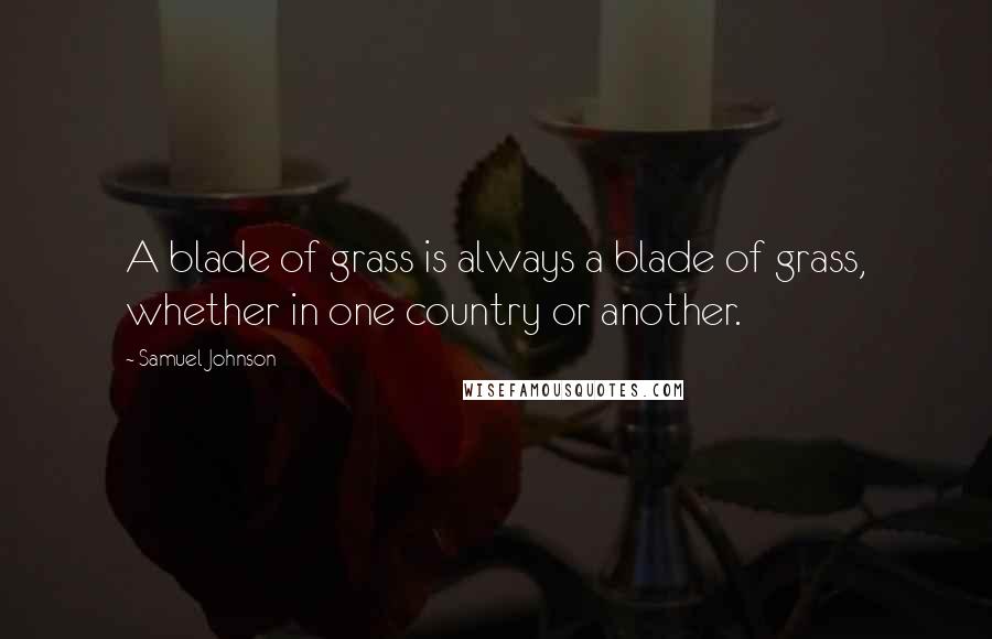 Samuel Johnson Quotes: A blade of grass is always a blade of grass, whether in one country or another.