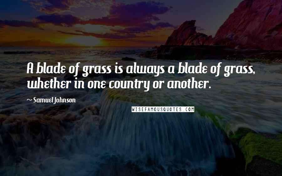 Samuel Johnson Quotes: A blade of grass is always a blade of grass, whether in one country or another.