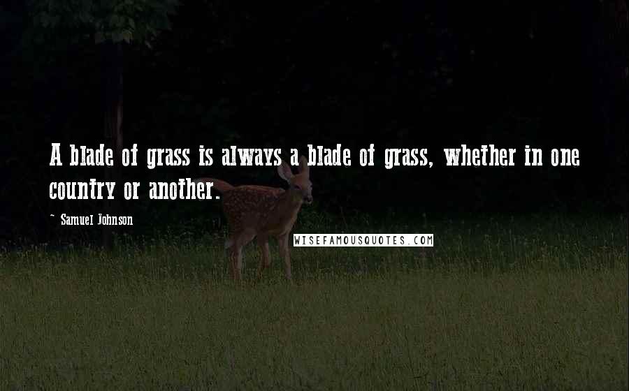 Samuel Johnson Quotes: A blade of grass is always a blade of grass, whether in one country or another.
