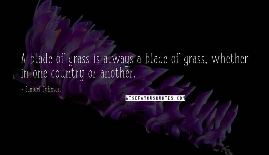 Samuel Johnson Quotes: A blade of grass is always a blade of grass, whether in one country or another.