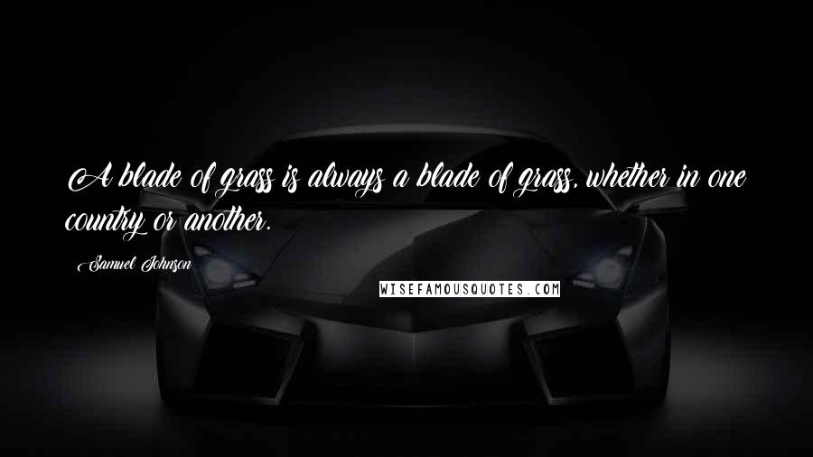 Samuel Johnson Quotes: A blade of grass is always a blade of grass, whether in one country or another.