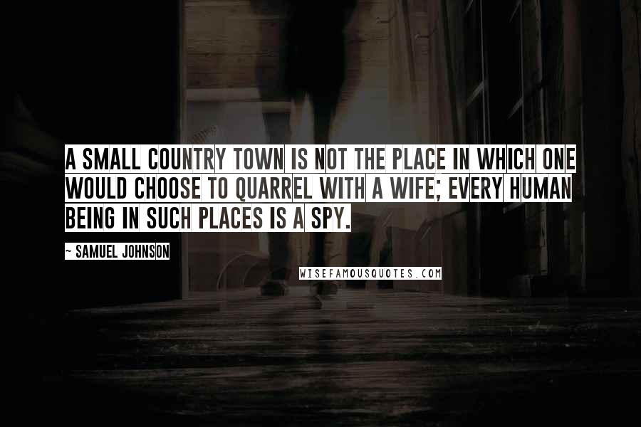 Samuel Johnson Quotes: A small country town is not the place in which one would choose to quarrel with a wife; every human being in such places is a spy.