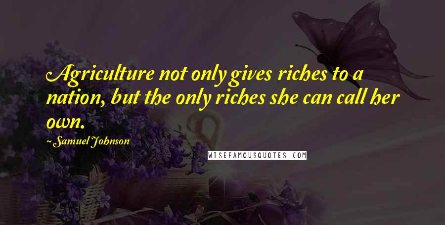 Samuel Johnson Quotes: Agriculture not only gives riches to a nation, but the only riches she can call her own.