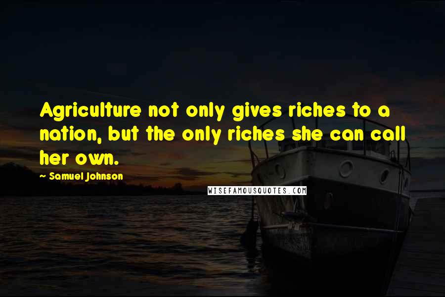 Samuel Johnson Quotes: Agriculture not only gives riches to a nation, but the only riches she can call her own.