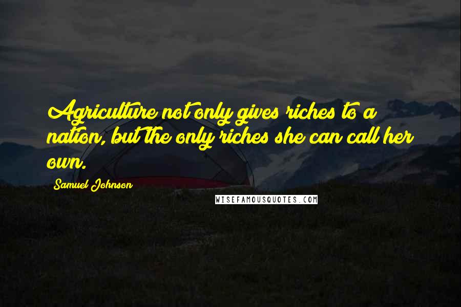 Samuel Johnson Quotes: Agriculture not only gives riches to a nation, but the only riches she can call her own.