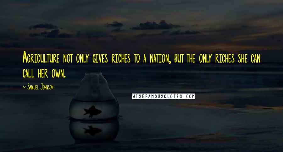 Samuel Johnson Quotes: Agriculture not only gives riches to a nation, but the only riches she can call her own.