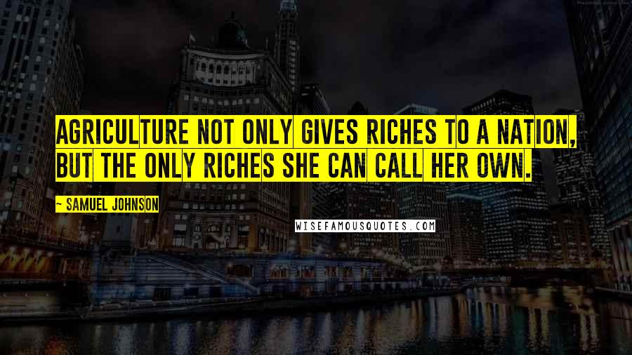 Samuel Johnson Quotes: Agriculture not only gives riches to a nation, but the only riches she can call her own.