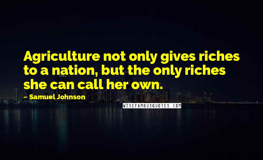 Samuel Johnson Quotes: Agriculture not only gives riches to a nation, but the only riches she can call her own.