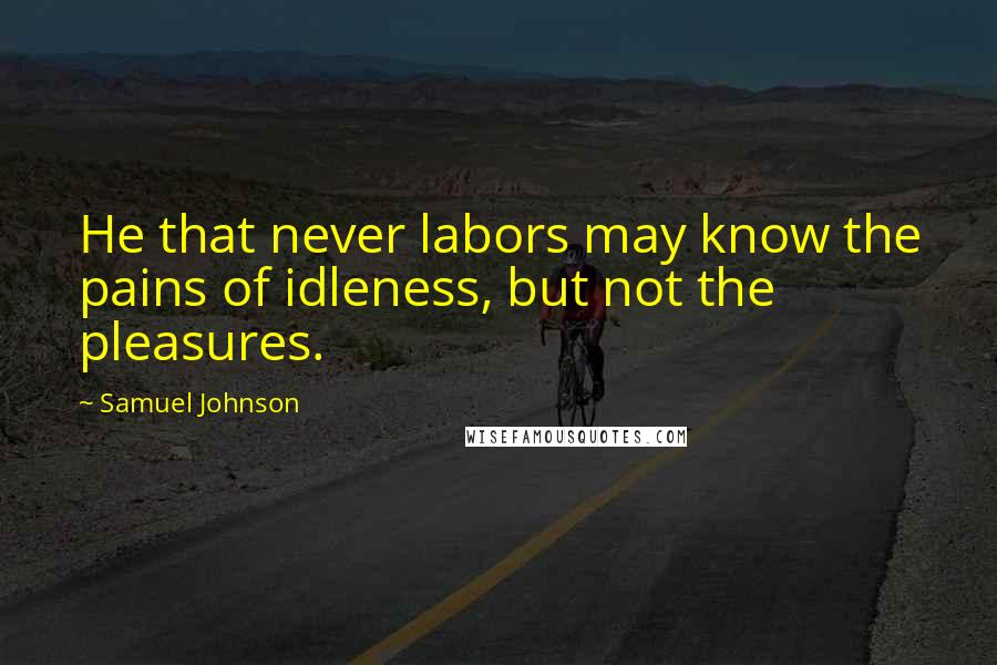 Samuel Johnson Quotes: He that never labors may know the pains of idleness, but not the pleasures.