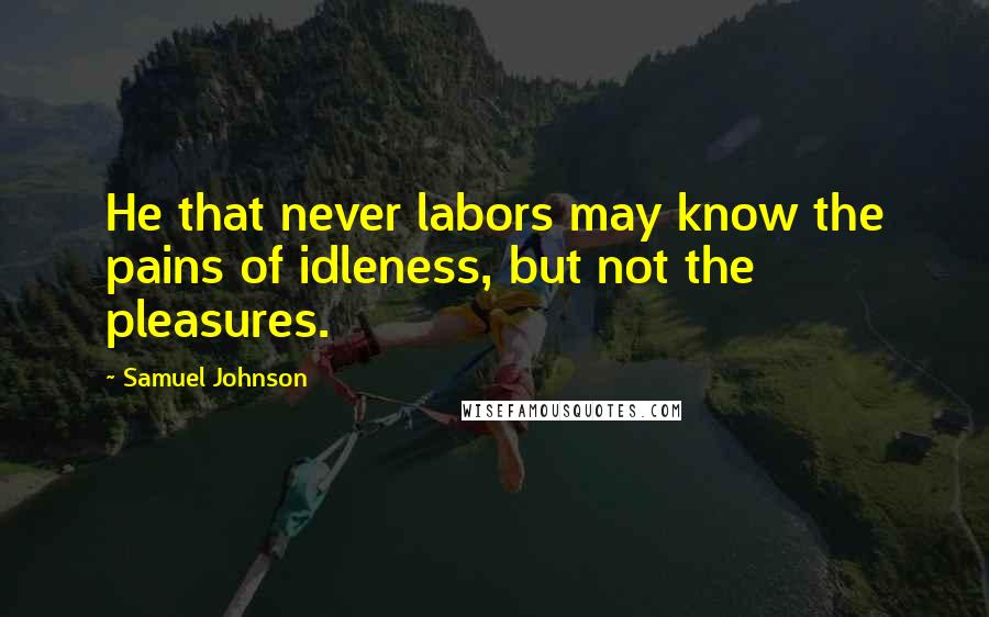 Samuel Johnson Quotes: He that never labors may know the pains of idleness, but not the pleasures.