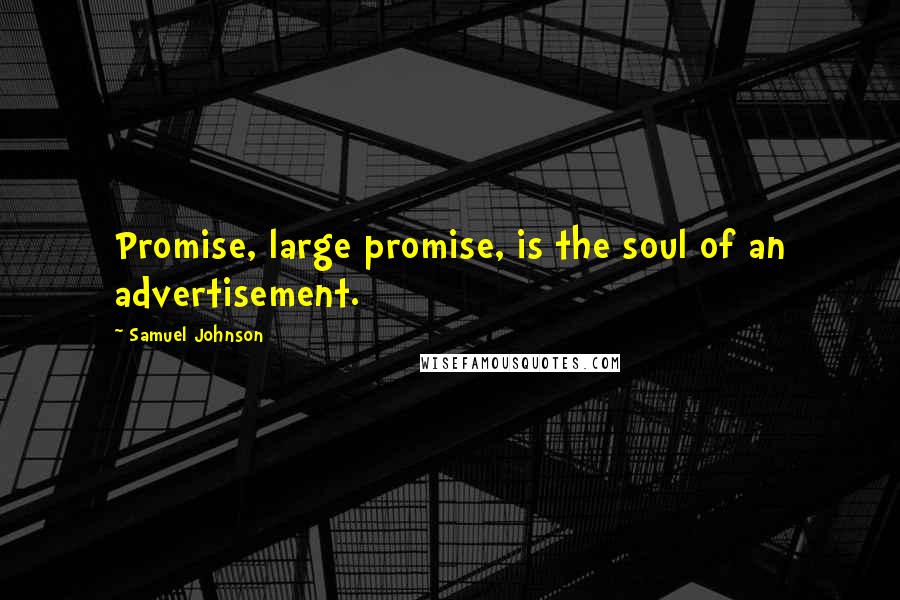 Samuel Johnson Quotes: Promise, large promise, is the soul of an advertisement.