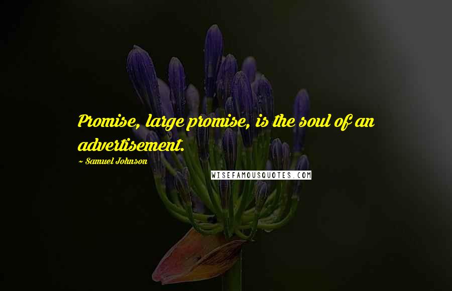 Samuel Johnson Quotes: Promise, large promise, is the soul of an advertisement.