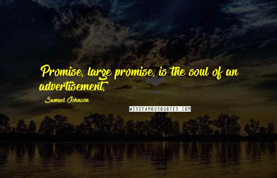 Samuel Johnson Quotes: Promise, large promise, is the soul of an advertisement.