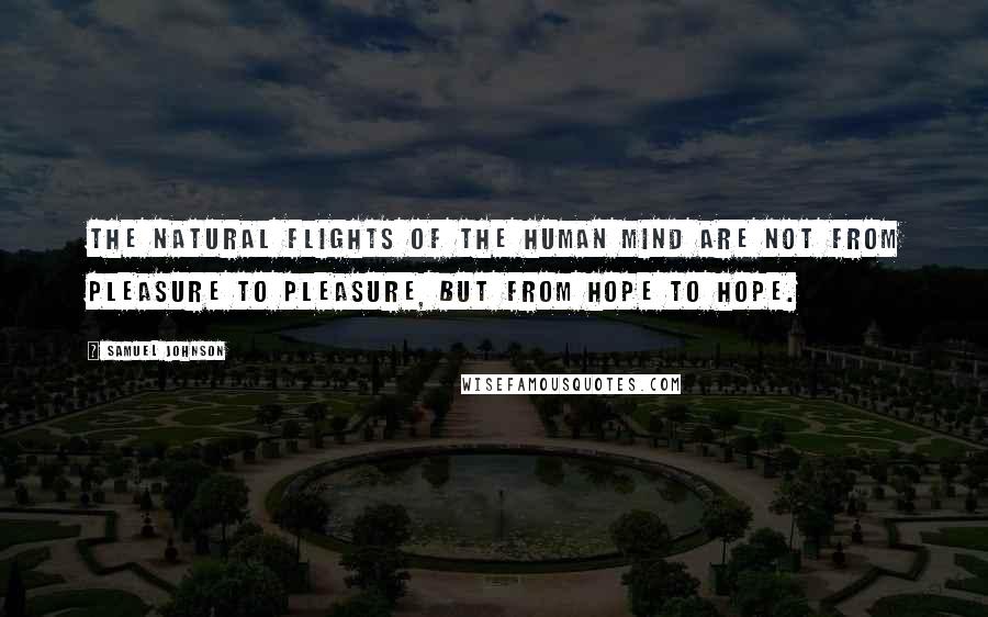 Samuel Johnson Quotes: The natural flights of the human mind are not from pleasure to pleasure, but from hope to hope.