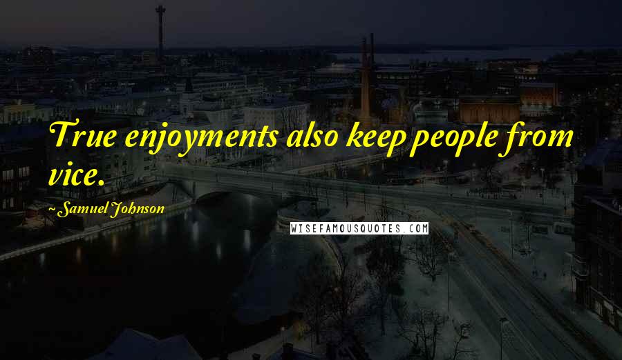 Samuel Johnson Quotes: True enjoyments also keep people from vice.