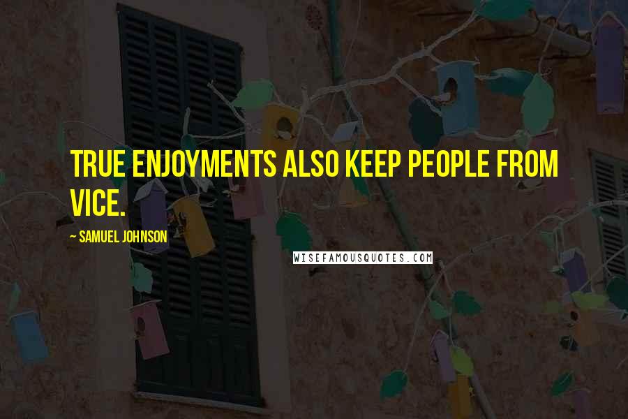 Samuel Johnson Quotes: True enjoyments also keep people from vice.