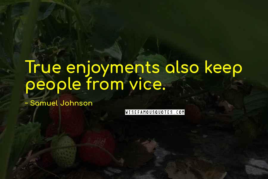 Samuel Johnson Quotes: True enjoyments also keep people from vice.