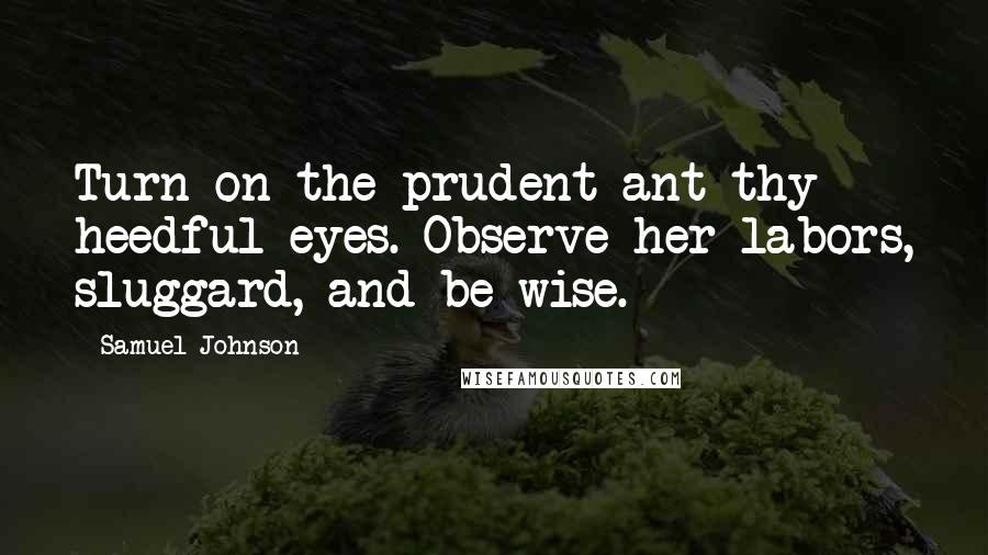 Samuel Johnson Quotes: Turn on the prudent ant thy heedful eyes. Observe her labors, sluggard, and be wise.