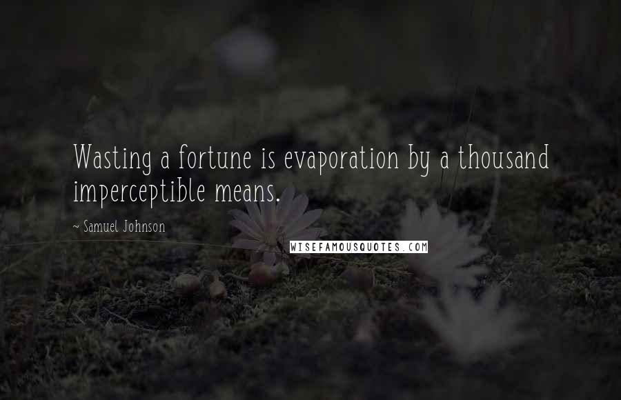 Samuel Johnson Quotes: Wasting a fortune is evaporation by a thousand imperceptible means.