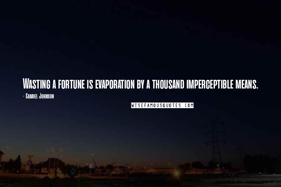 Samuel Johnson Quotes: Wasting a fortune is evaporation by a thousand imperceptible means.