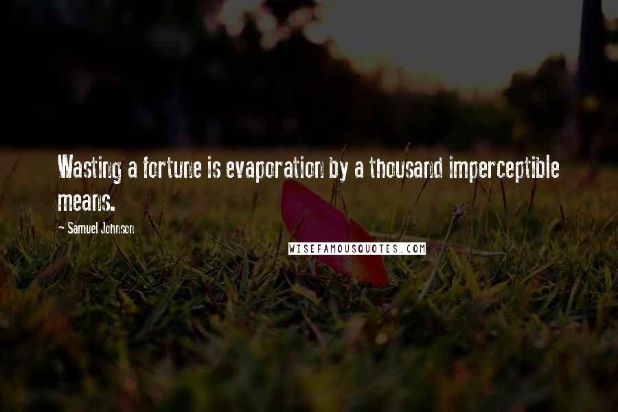 Samuel Johnson Quotes: Wasting a fortune is evaporation by a thousand imperceptible means.