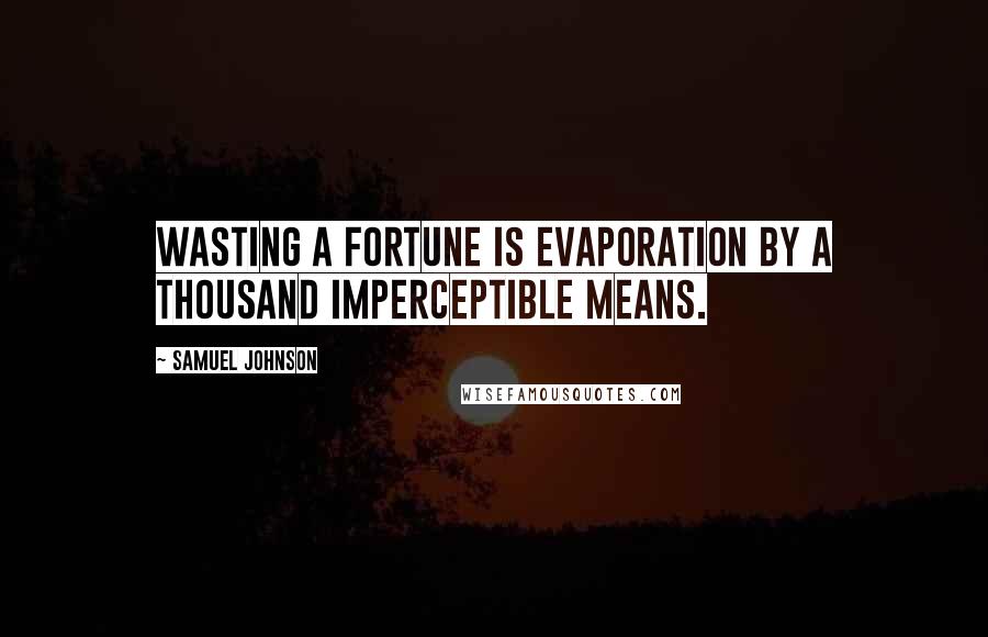 Samuel Johnson Quotes: Wasting a fortune is evaporation by a thousand imperceptible means.