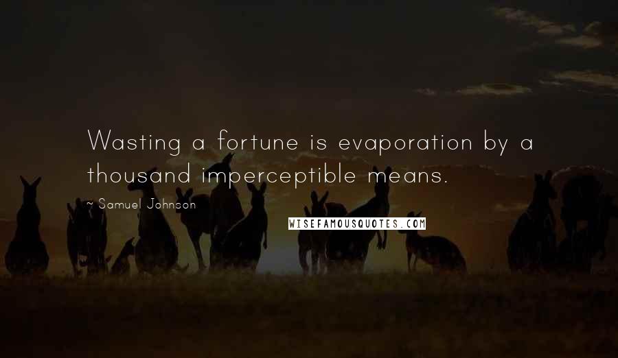 Samuel Johnson Quotes: Wasting a fortune is evaporation by a thousand imperceptible means.