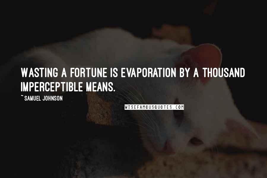 Samuel Johnson Quotes: Wasting a fortune is evaporation by a thousand imperceptible means.