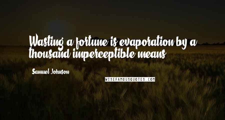 Samuel Johnson Quotes: Wasting a fortune is evaporation by a thousand imperceptible means.