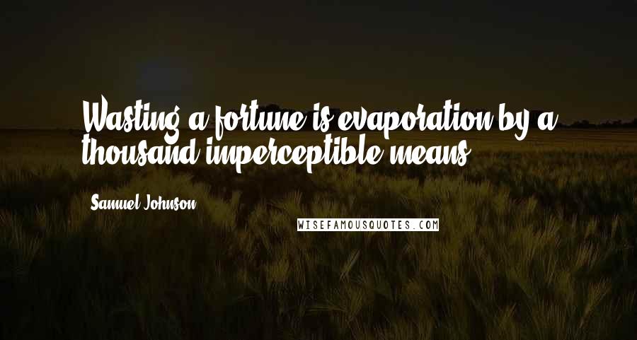 Samuel Johnson Quotes: Wasting a fortune is evaporation by a thousand imperceptible means.