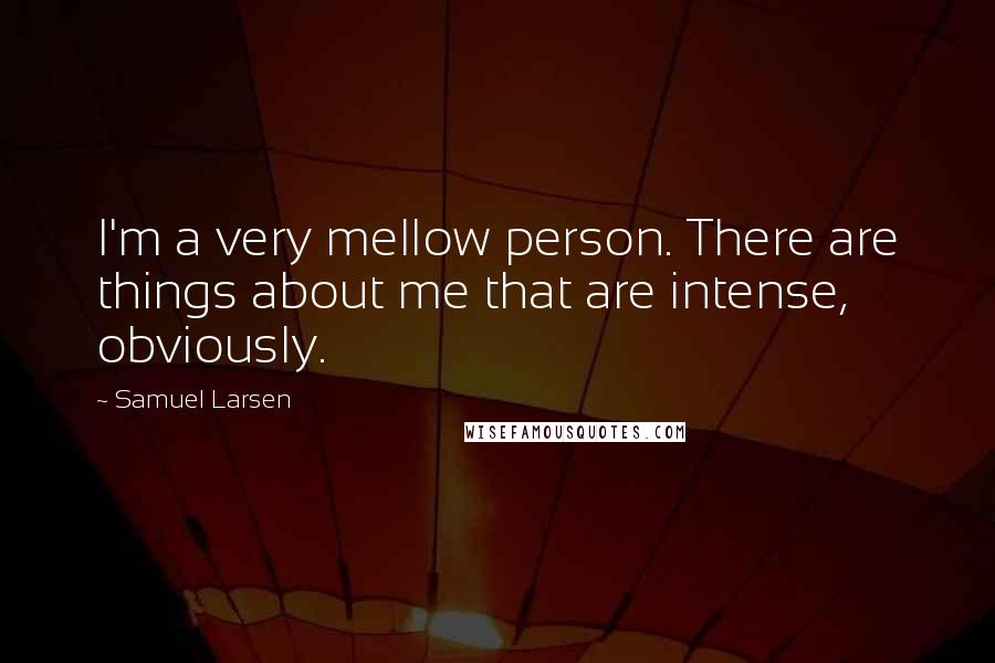 Samuel Larsen Quotes: I'm a very mellow person. There are things about me that are intense, obviously.