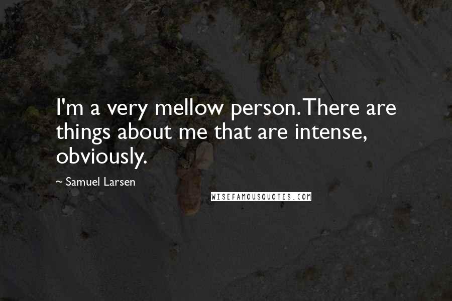 Samuel Larsen Quotes: I'm a very mellow person. There are things about me that are intense, obviously.