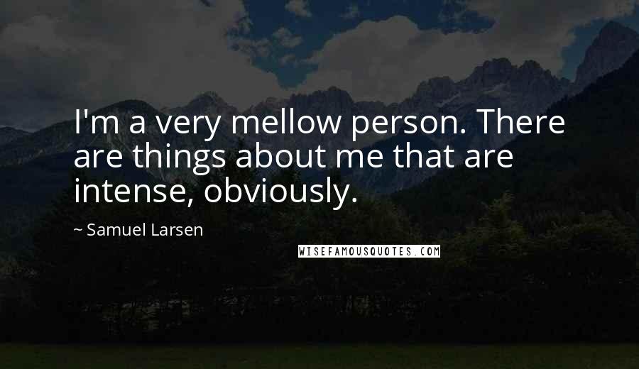 Samuel Larsen Quotes: I'm a very mellow person. There are things about me that are intense, obviously.