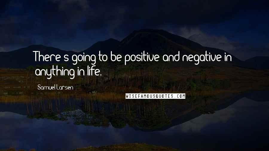 Samuel Larsen Quotes: There's going to be positive and negative in anything in life.
