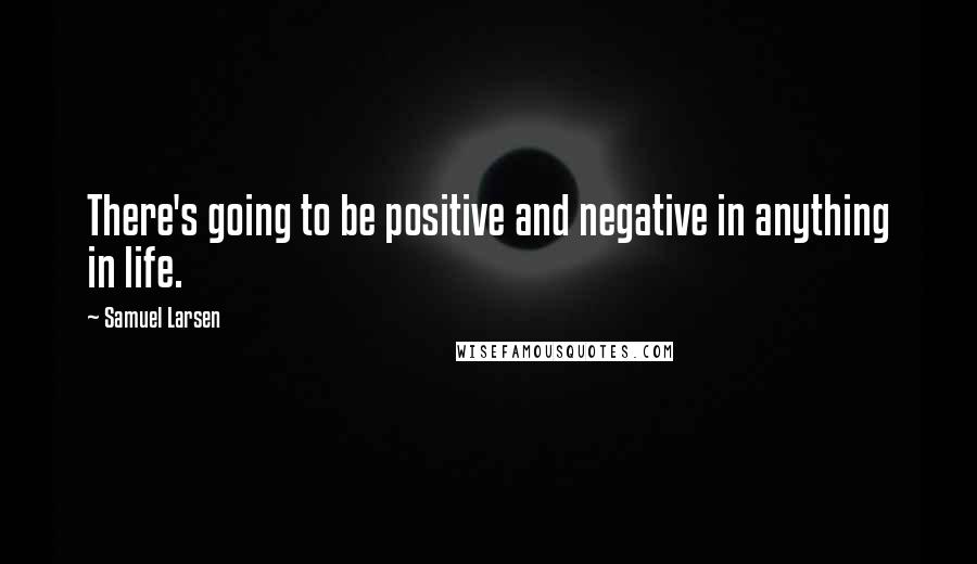 Samuel Larsen Quotes: There's going to be positive and negative in anything in life.