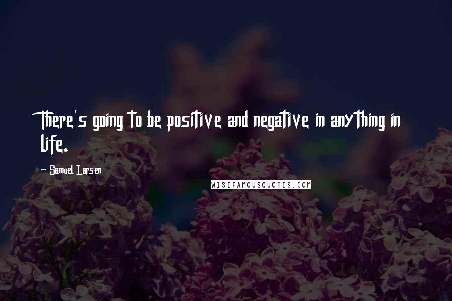 Samuel Larsen Quotes: There's going to be positive and negative in anything in life.