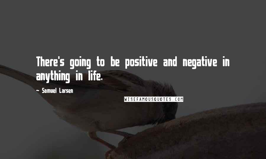 Samuel Larsen Quotes: There's going to be positive and negative in anything in life.