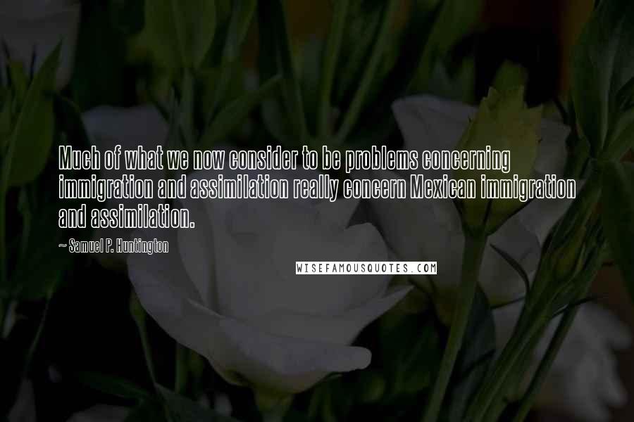 Samuel P. Huntington Quotes: Much of what we now consider to be problems concerning immigration and assimilation really concern Mexican immigration and assimilation.