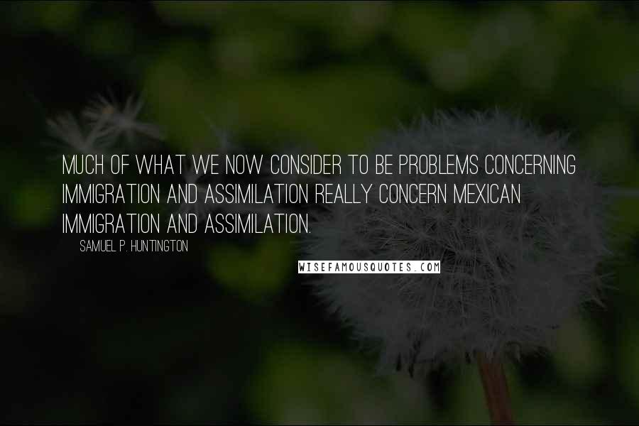 Samuel P. Huntington Quotes: Much of what we now consider to be problems concerning immigration and assimilation really concern Mexican immigration and assimilation.