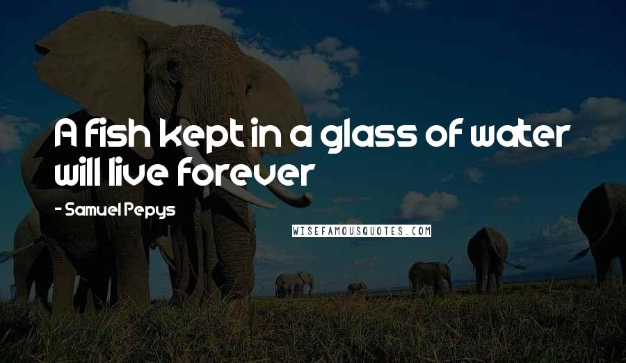 Samuel Pepys Quotes: A fish kept in a glass of water will live forever