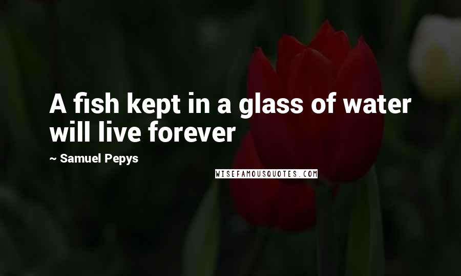 Samuel Pepys Quotes: A fish kept in a glass of water will live forever