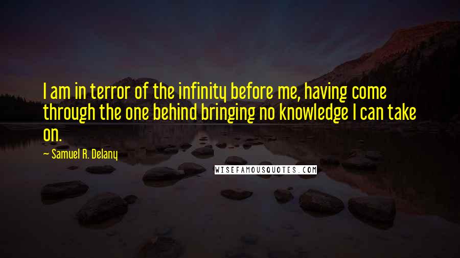 Samuel R. Delany Quotes: I am in terror of the infinity before me, having come through the one behind bringing no knowledge I can take on.