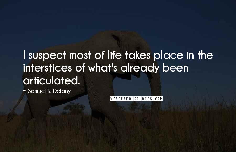 Samuel R. Delany Quotes: I suspect most of life takes place in the interstices of what's already been articulated.
